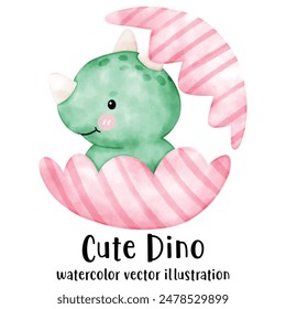 Cute Dino, Dinosaur, watercolor, illustration, vector