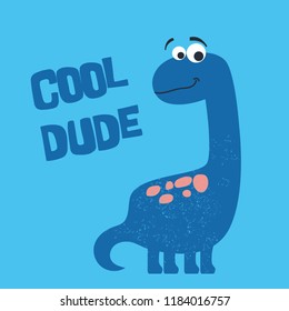 Cute dino doodle print, vector illustration