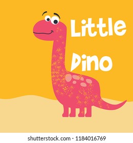 Cute dino doodle print, vector illustration