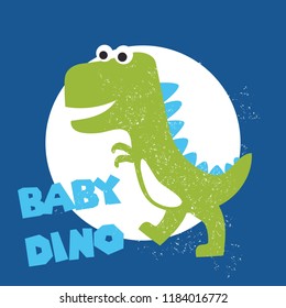 Cute dino doodle print, vector illustration
