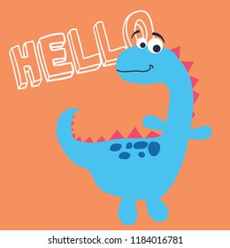 Cute dino doodle print, vector illustration