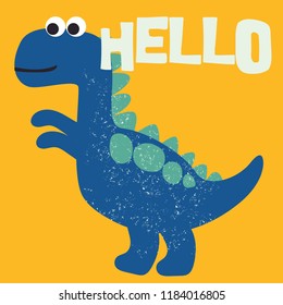 Cute dino doodle print, vector illustration