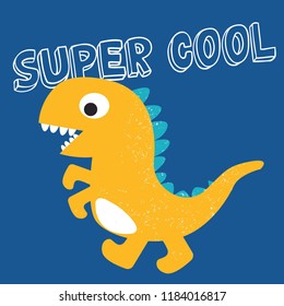 Cute dino doodle print, vector illustration