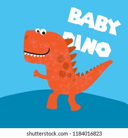 Cute dino doodle print, vector illustration