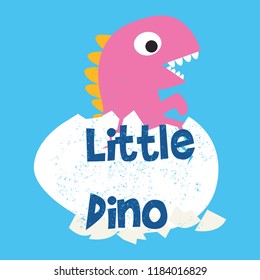 Cute dino doodle print, vector illustration