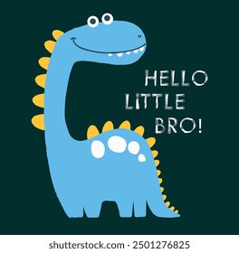 Cute dino doodle print, vector illustration