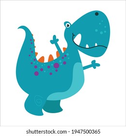 Cute Dino Flat Cartoon Character Vector Template Design Illustration