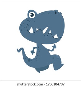 Cute Dino Flat Cartoon Character Vector Template Design Illustration