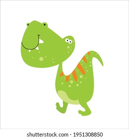 Cute Dino Flat Cartoon Character Vector Template Design Illustration