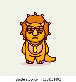 Cute dino in funky hipster costume