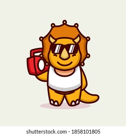 Cute dino in funky hipster costume