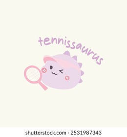 Cute Dino Girl playing tennis