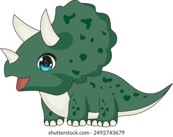 Cute dino green Triceratops dinosaur