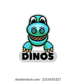 Cute Dino head cartoon mascot