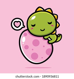 cute dino hugging an egg
