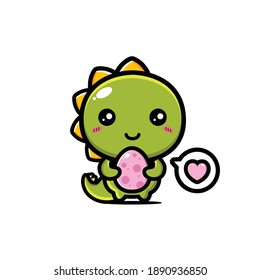 cute dino hugging an egg