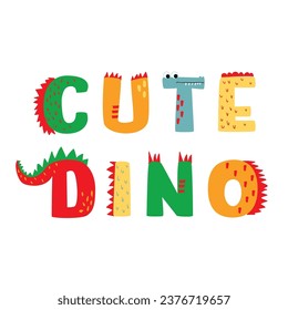 cute dino illustration vector design for kids tee