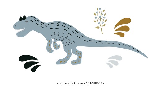 Cute Dino isolated cartoon character illustration. T-shirt, poster, vector, greeting card vector design. Vector