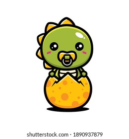 cute dino just hatched from egg