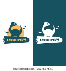 cute dino land logo design