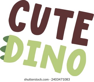 Cute Dino Lettering Sticker Vector Illustration