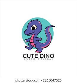 cute dino logo design mascot colorful