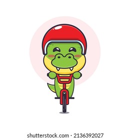 cute dino mascot cartoon character ride on bicycle