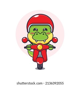 cute dino mascot cartoon character ride on scooter