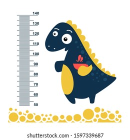 cute dino. Meter wall or height meter from 50 to 140 centimeter