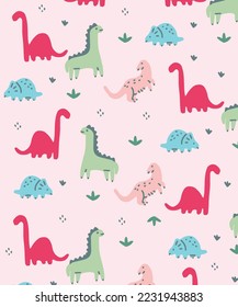 Cute dino pattern for print on fabric, postcards, cases, posters, t-shirts, web, and clothes