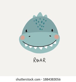 Cute dino portrait. Vector iilustration with cute dinosaur for kids