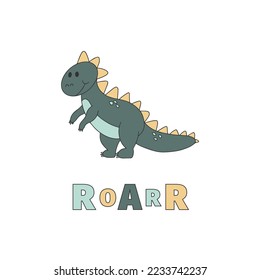 A cute dino poster for children. Illustration for T-shirts, stickers, notebooks, postcards.