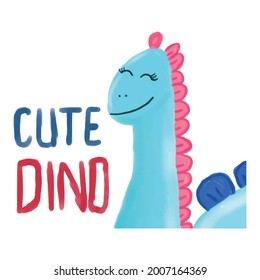 Cute dino rawr painting digital isolated on white background