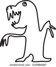 Cute dino rex. Line art. Fashion concept design for boys clouth, fabric.