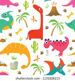 Cute dino seamless pattern.