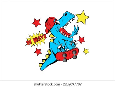 cute dino skaters illustration for kids