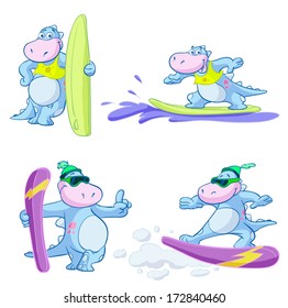 cute dino snowboard surf set