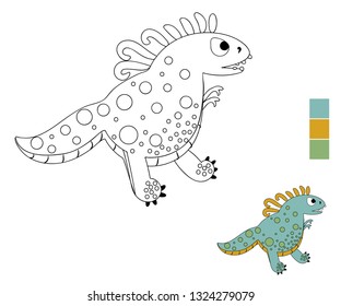cute dino t rex. Coloring book. Cartoon vector illustration
