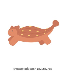 Cute dino vector illustration. Flat cartoonish character - cute little dinosaur Pinacosaurus. Perfect for kids products and postcards. 