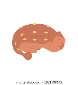 Cute dino vector illustration. Flat cartoonish character - cute little dinosaur Pinacosaurus - sleeping. Perfect for kids products and postcards. 