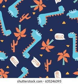 cute dino vector pattern design