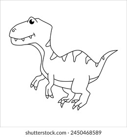 Cute dino velociraptor outline illustration