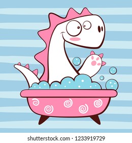 Cute dino wash in bathroom. Hand draw