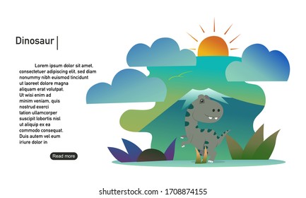 Cute dinoasur landing page banner template