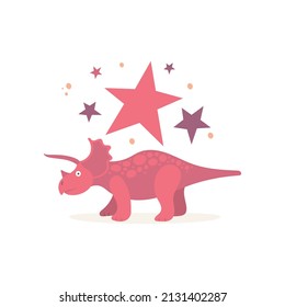 Cute dinosaur abstract illustration. Dinosaur cartoon character illustration. Part of set.