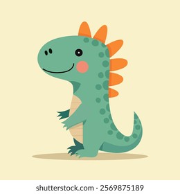 Cute dinosaur. Adorable little dragon character, funny kids toy dino.