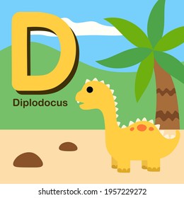 Cute Dinosaur Alphabet Letter D Diplodocus