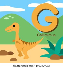 Cute Dinosaur Alphabet Letter G Gallimimus