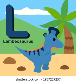 Cute Dinosaur Alphabet Letter L Lambeosaurus