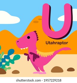 Cute Dinosaur Alphabet Letter U Utahraptor